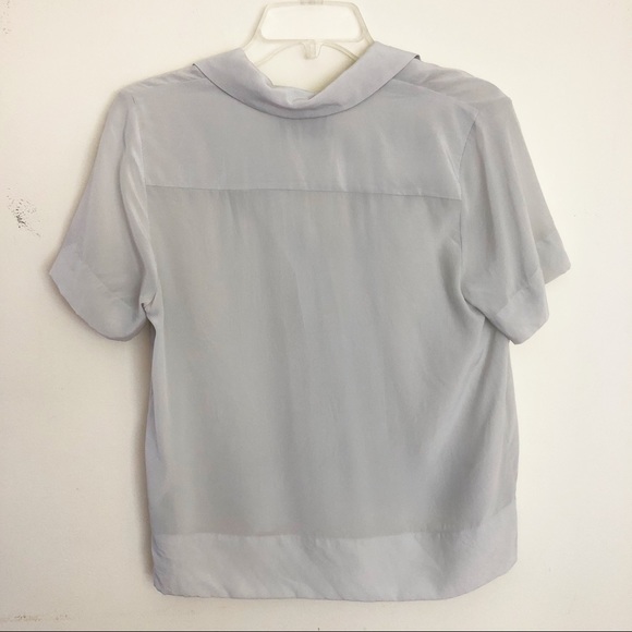 Everlane Gray Silk Button Down Short Sleeve Sz 2 - Picture 5 of 7